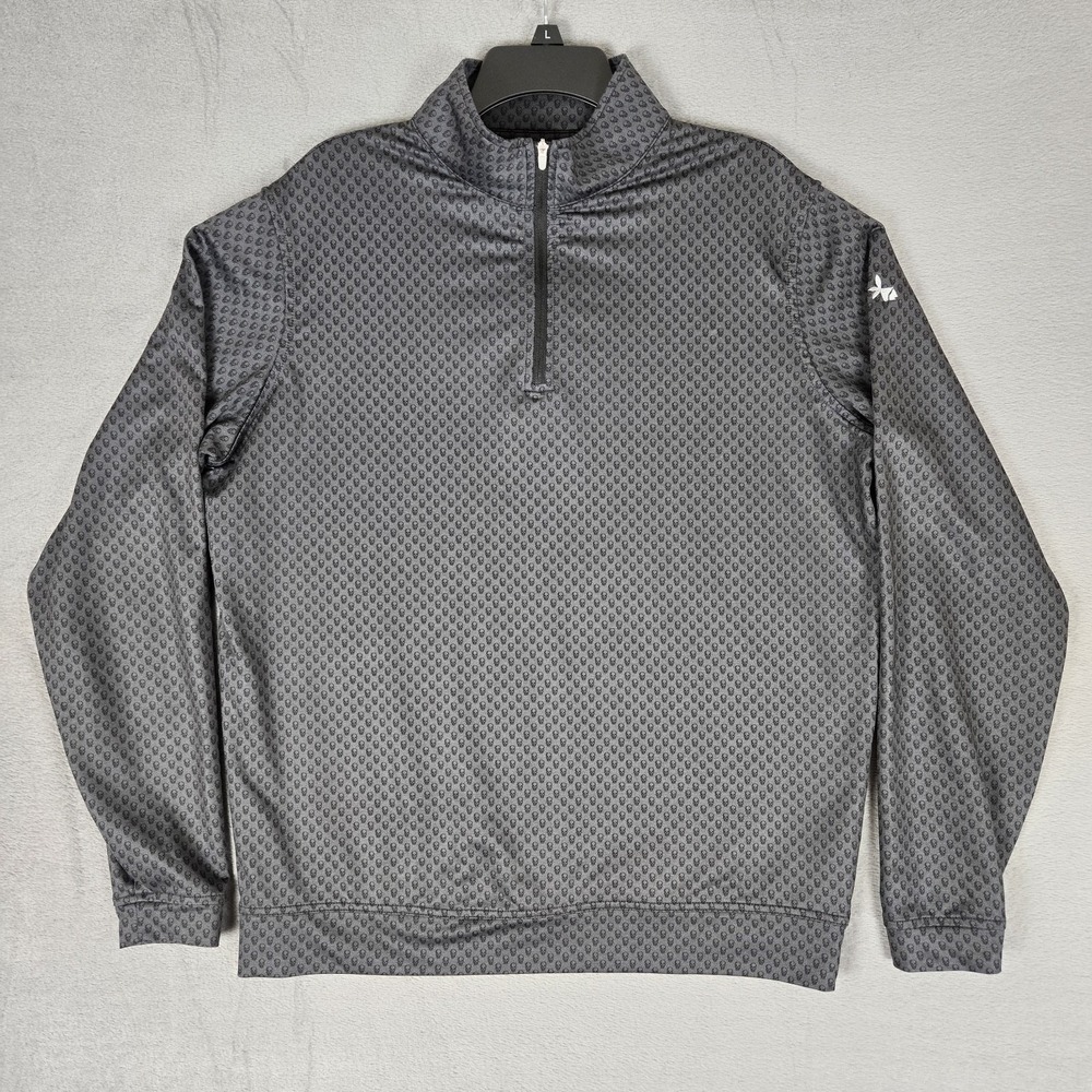 Peter Millar Perth Pullover Men Medium Gray Skull Print 1/4 Zip Golf Performance - Picture 1 of 9